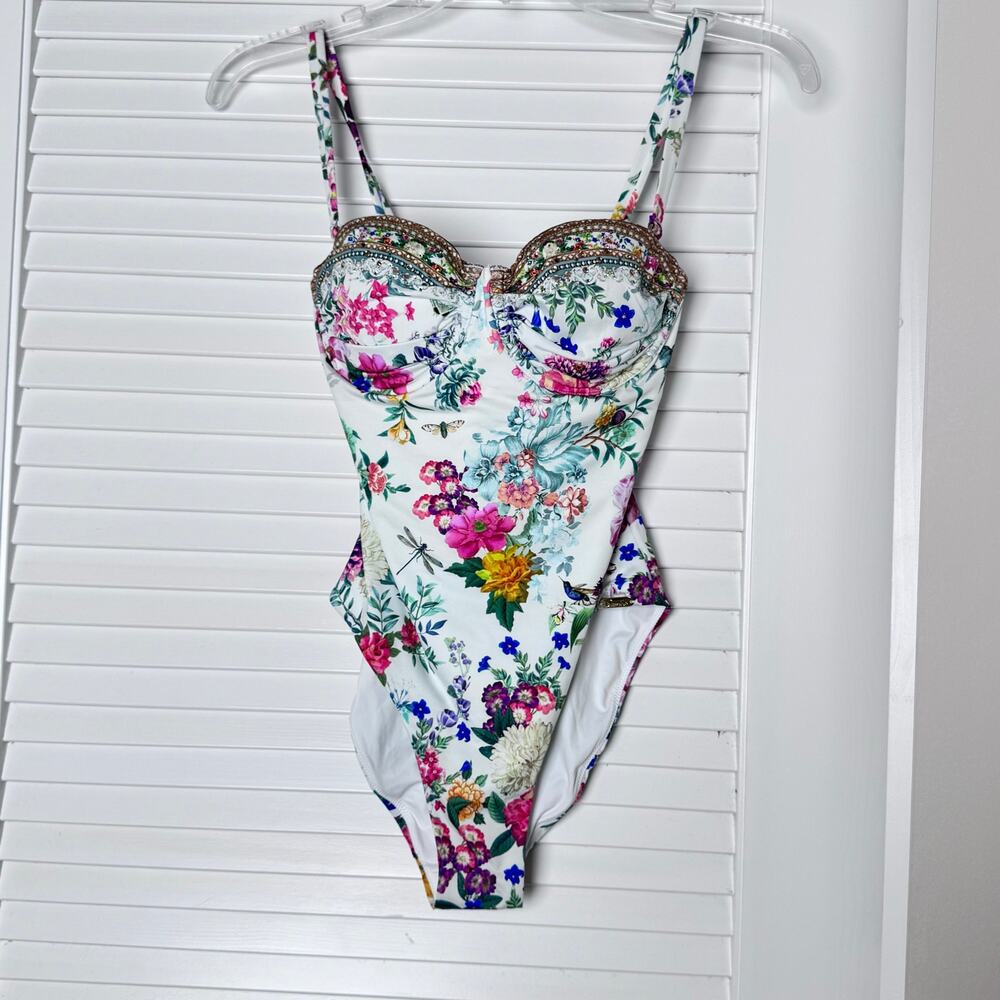Camilla Floral Crystal Embellished One Piece Swimsuit NWOT X SMALL XS